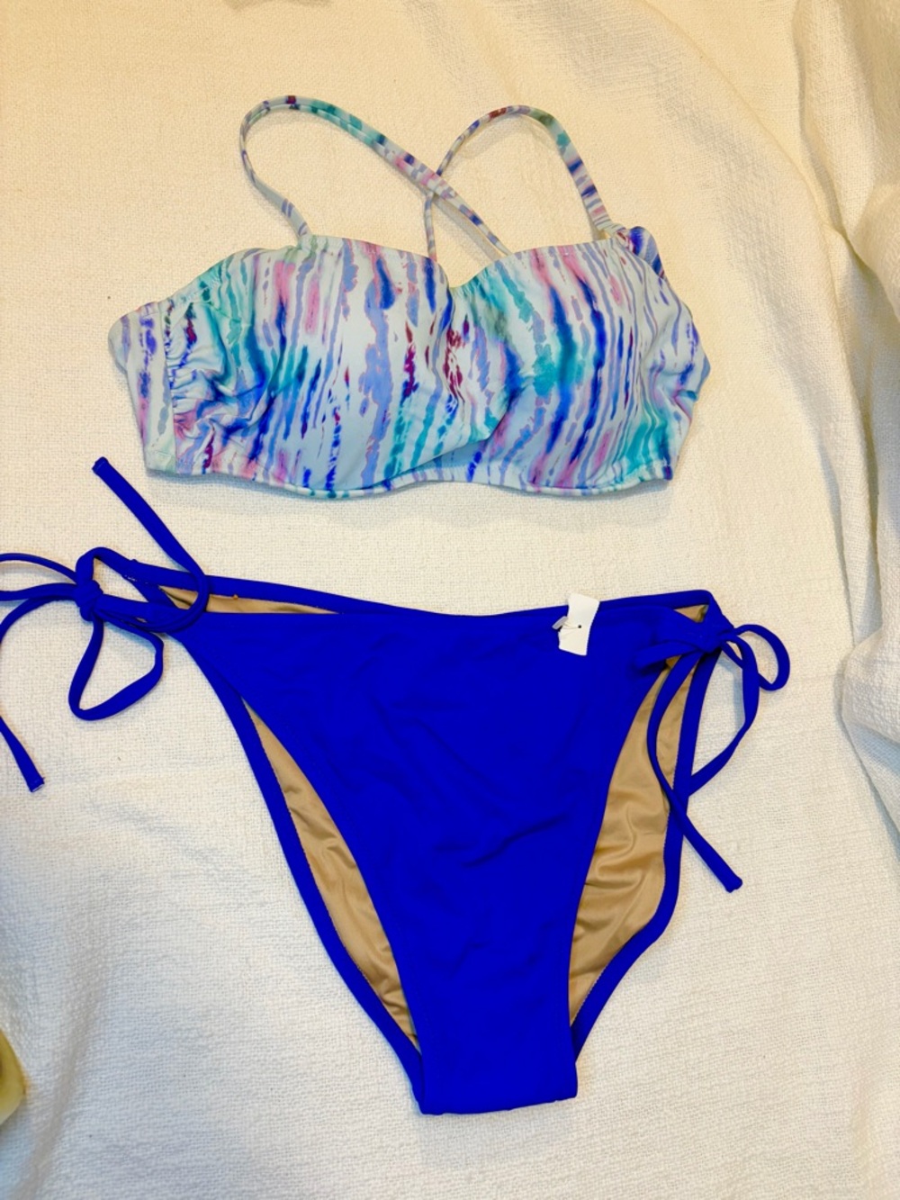 Blue Tye Dye Square Neck Top & Side Tie Cheeky Bikini - Shade & Shore Mix & Mat